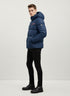 PRADA LUXURY PUFFER JACKET WITH PREMIUM LEATHER DETAILING | NAVY