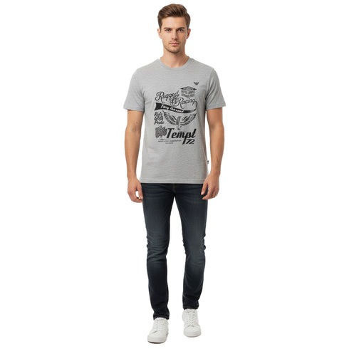ARMANI JEANS SIGNATURE CHEST LOGO PRINT T-SHIRT | GREY