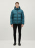 PRADA LUXURY PUFFER JACKET WITH PREMIUM LEATHER DETAILING | VERDE PETROLIO