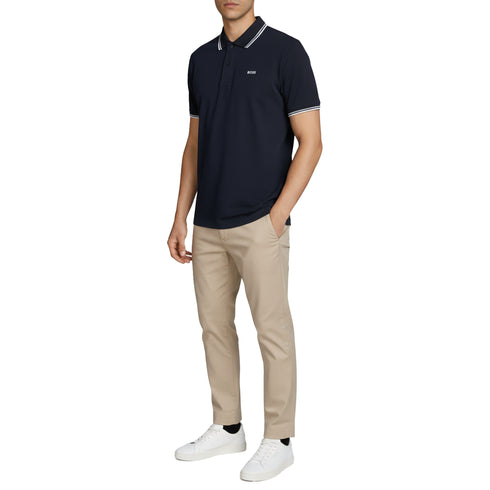 HUGO BOSS REGULAR-FIT POLO SHIRT WITH EMBROIDERED LOGO | NAVY