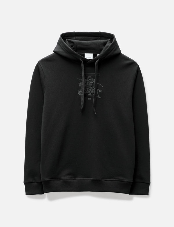BURBERRY EMBROIDERY LOGO HOODIE WITH SILICONE PATCH | BLACK