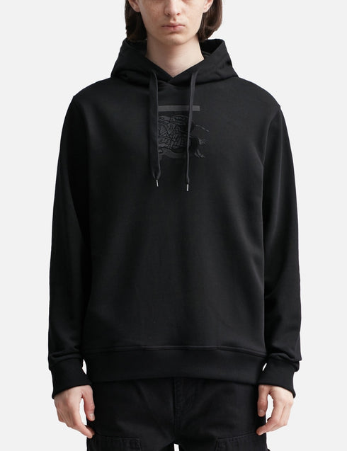 BURBERRY EMBROIDERY LOGO HOODIE WITH SILICONE PATCH | BLACK