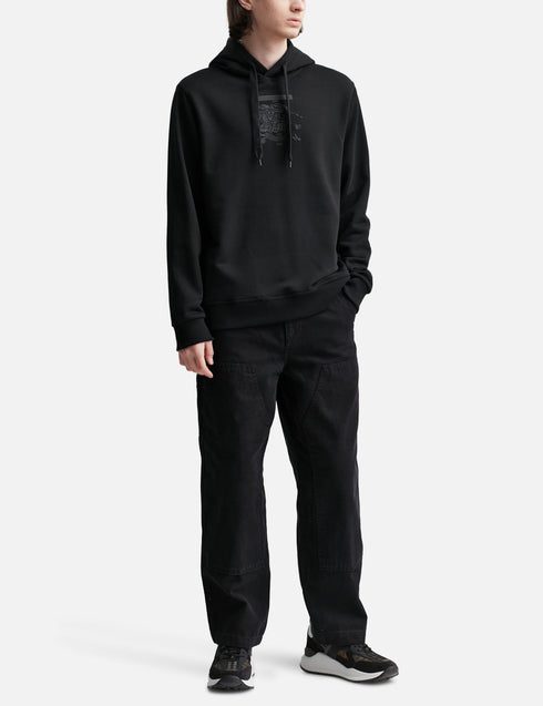 BURBERRY EMBROIDERY LOGO HOODIE WITH SILICONE PATCH | BLACK