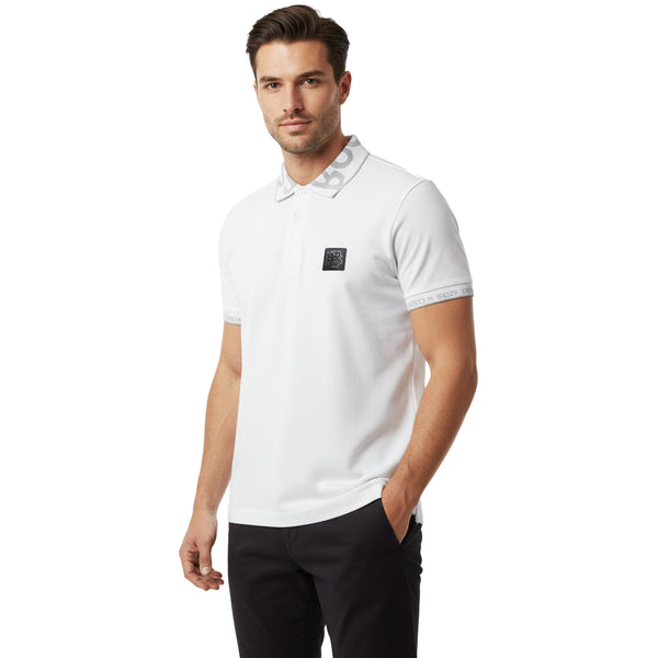 HUGO BOSS METALLIC PATCH LOGO AND SIGNATURE PRINT | WHITE