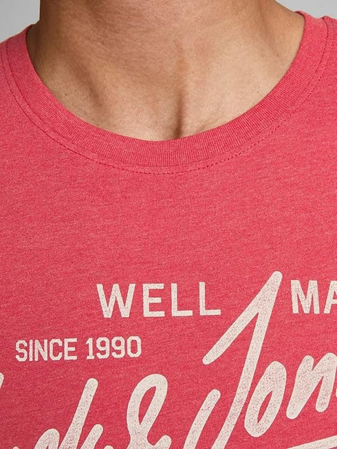 JACK & JONES MEN'S JJEJEANS CREW NECK T-SHIRT | TRUE RED
