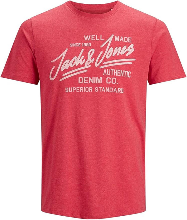 JACK & JONES MEN'S JJEJEANS CREW NECK T-SHIRT | TRUE RED