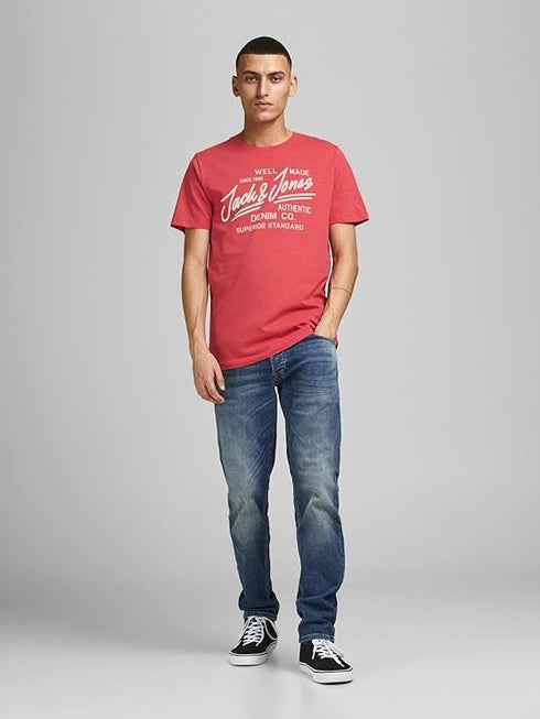 JACK & JONES MEN'S JJEJEANS CREW NECK T-SHIRT | TRUE RED