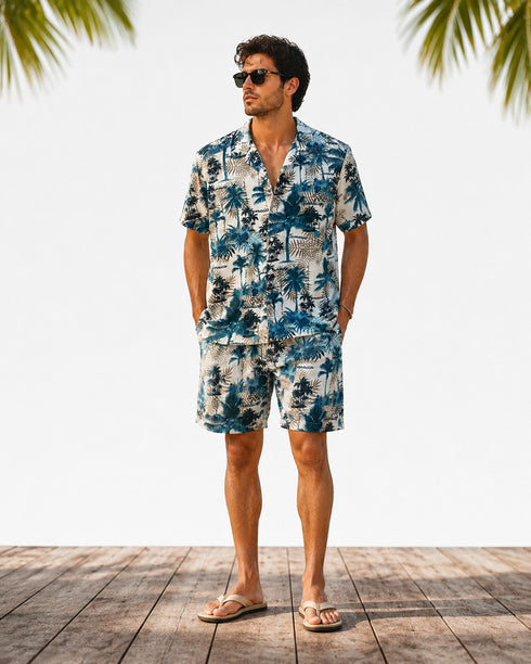 DENIMISH TROPICAL RESORT SUIT-SET | WHITE