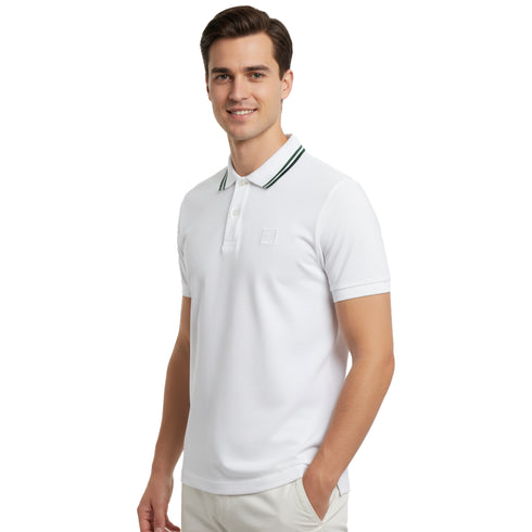 HUGO BOSS POLO SHIRT WITH EMBROIDERED LOGO | WHITE
