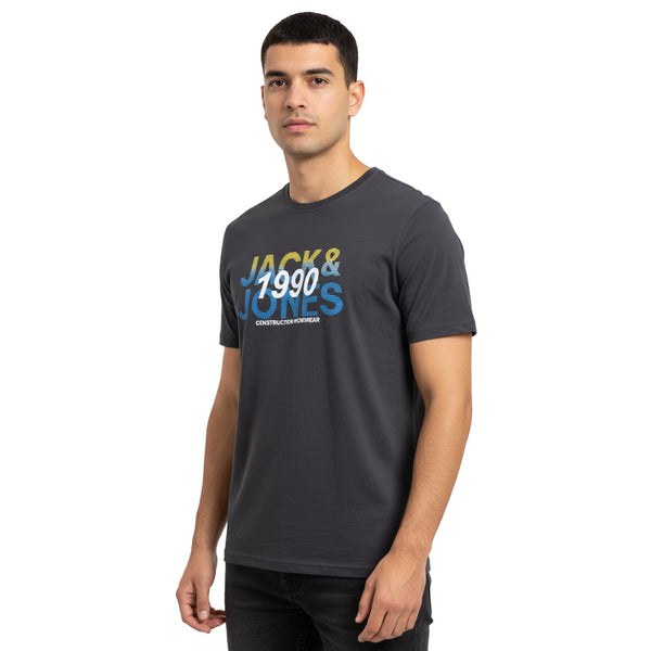 JACK & JONES PRINTED LOGO T- SHIRT | DARK GREY