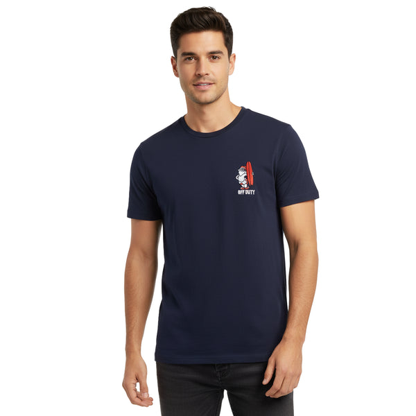 JACK & JONES OFF DUTY EMBROIDERED LOGO T-SHIRT | BLUE