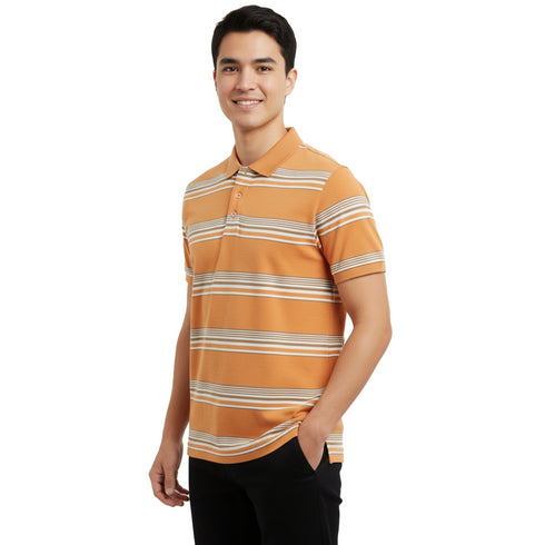 JACK & JONES – RETRO STRIPED SLIM POLO SHIRT | ORANGE