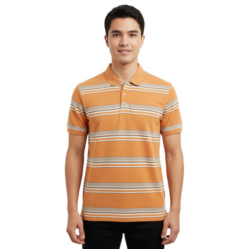 JACK & JONES – RETRO STRIPED SLIM POLO SHIRT | ORANGE