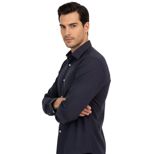 NEXT CLASSIC DOTTED PRINT-SLIM FIT-CASUAL SHIRT | BLACK