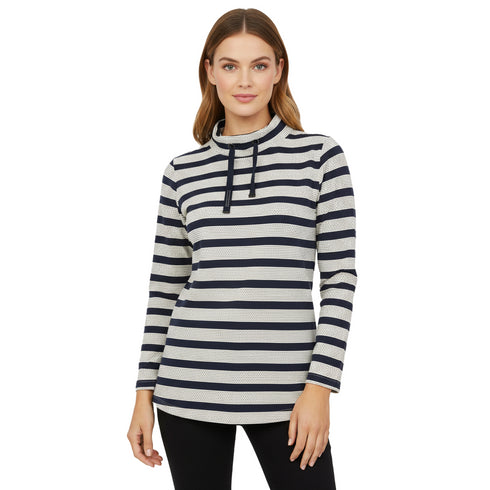 LAURA TORELLI STRIPTED PRINTED WOMEN'S TOP | BLUE/WHITE