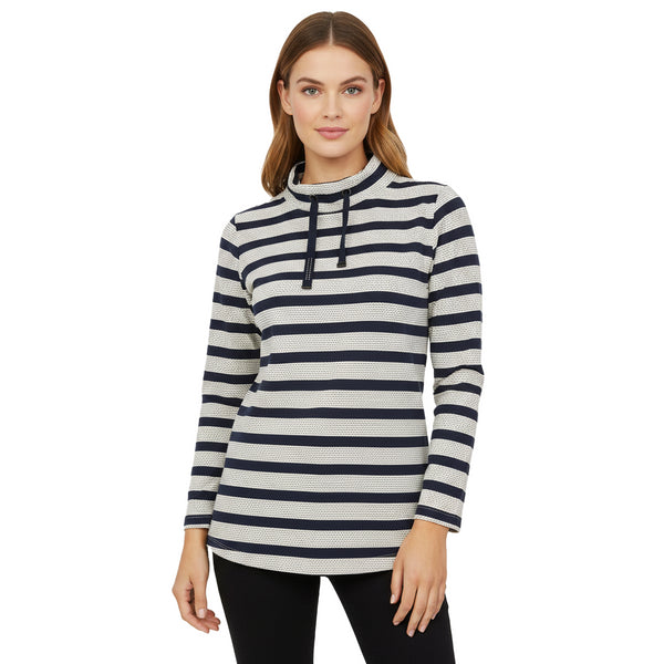 LAURA TORELLI STRIPTED PRINTED WOMEN'S TOP | BLUE/WHITE