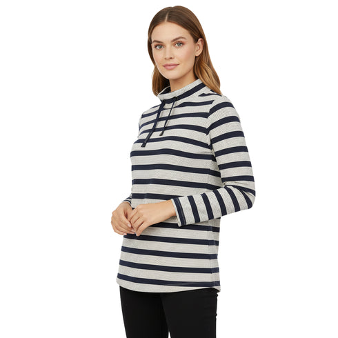 LAURA TORELLI STRIPTED PRINTED WOMEN'S TOP | BLUE/WHITE