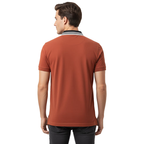 HUGO BOSS REGULAR-FIT POLO SHIRT WITH BOSS LOGO | REDDISH