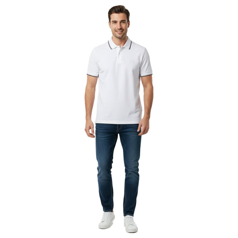 HUGO BOSS POLO SHIRT WITH EMBROIDERED LOGO | WHITE