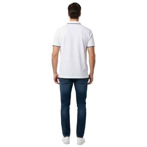 HUGO BOSS POLO SHIRT WITH EMBROIDERED LOGO | WHITE