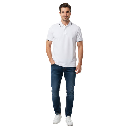 HUGO BOSS POLO SHIRT WITH EMBROIDERED LOGO | WHITE