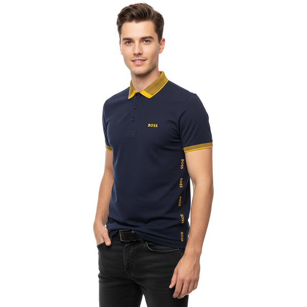 HUGO BOSS WITH BOSS LOGO POLO SHIRT | NAVY
