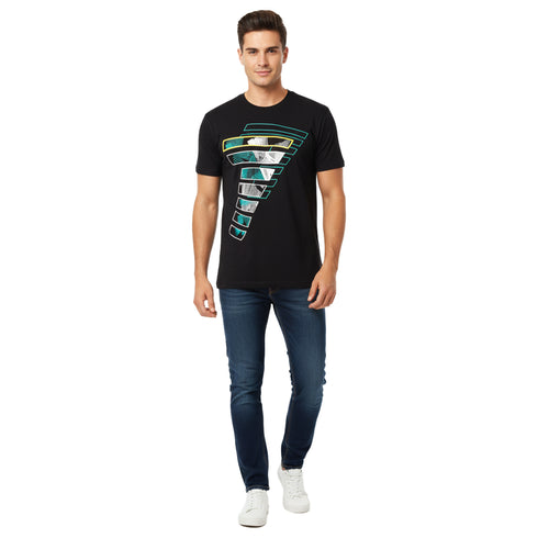 ARMANI EXCHANGE WHITE BOX PATTERN TEE | BLACK / NAVY