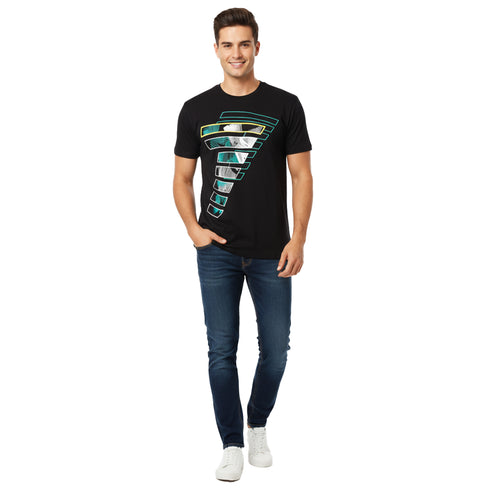 ARMANI EXCHANGE WHITE BOX PATTERN TEE | BLACK / NAVY
