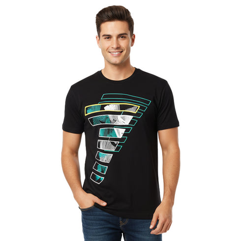 ARMANI EXCHANGE WHITE BOX PATTERN TEE | BLACK / NAVY