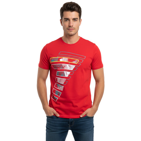 ARMANI EXCHANGE WHITE BOX PATTERN TEE | RED