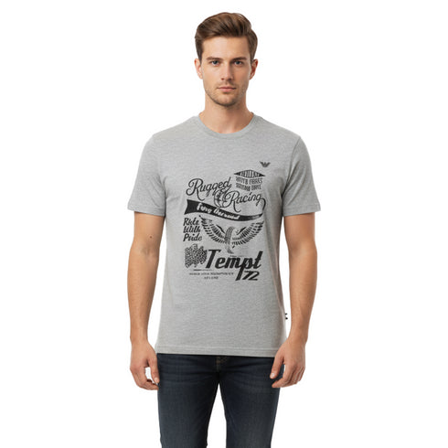 ARMANI JEANS SIGNATURE CHEST LOGO PRINT T-SHIRT | GREY