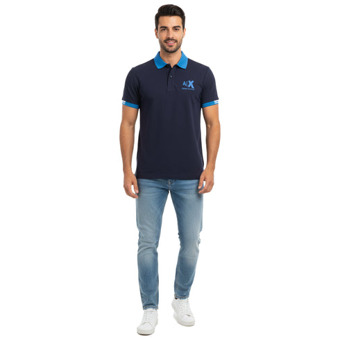 ARMANI EXCHANGE AX LOGO PRINT - POLO SHIRT | NAVY