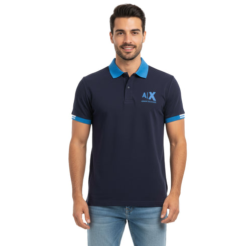 ARMANI EXCHANGE AX LOGO PRINT - POLO SHIRT | NAVY