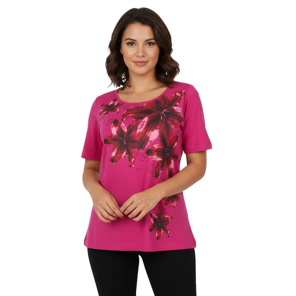 ESMARA FLORAL LOOSE FIT T-SHIRT | PINK