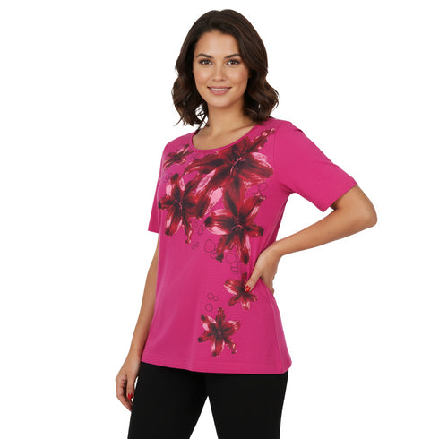 ESMARA FLORAL LOOSE FIT T-SHIRT | PINK