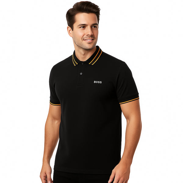 HUGO BOSS POLO WITH BOSS LOGO | BLACK