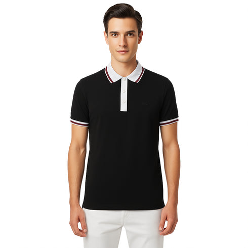 LACOSTE MEN SLIM FIT CLASSIC STRIPED POLO SHIRT | BLACK