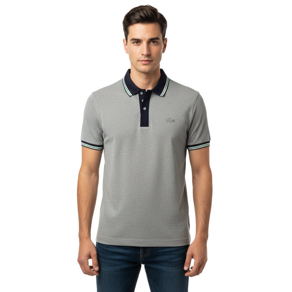 LACOSTE MEN SLIM FIT CLASSIC STRIPED POLO SHIRT | GREY
