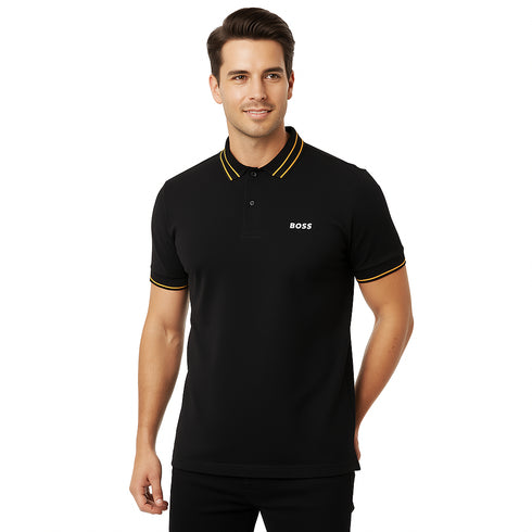 HUGO BOSS POLO WITH BOSS LOGO | BLACK