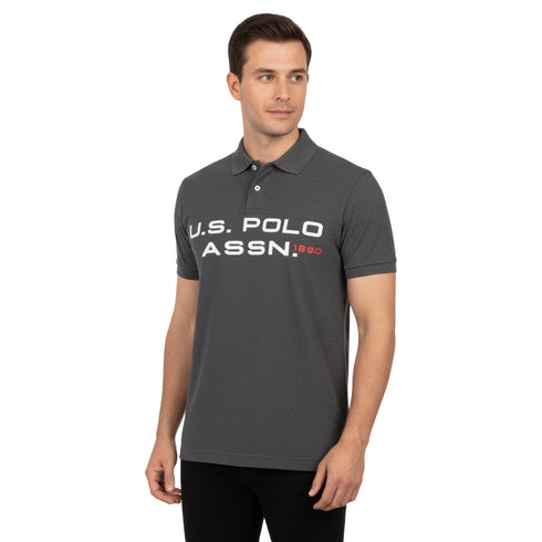 U.S POLO ASSN PIQUE PRINTED GRAPHIC POLO-MENS | DARK GREY