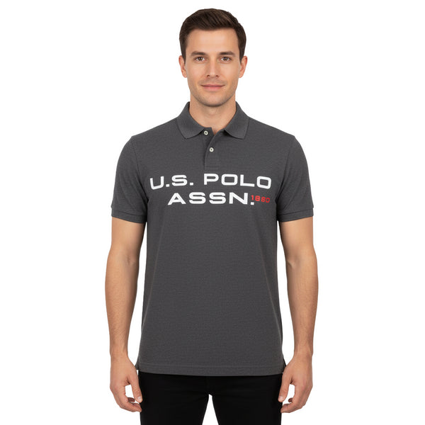 U.S POLO ASSN PIQUE PRINTED GRAPHIC POLO-MENS | DARK GREY