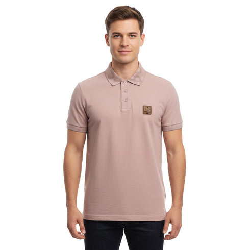 HUGO BOSS METALLIC PATCH LOGO AND SIGNATURE PRINT | LIGHT PEACH