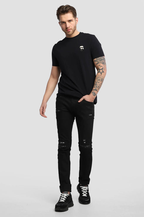KARL LAGERFELD Crewneck T-Shirt in Black – Classic and comfortable.