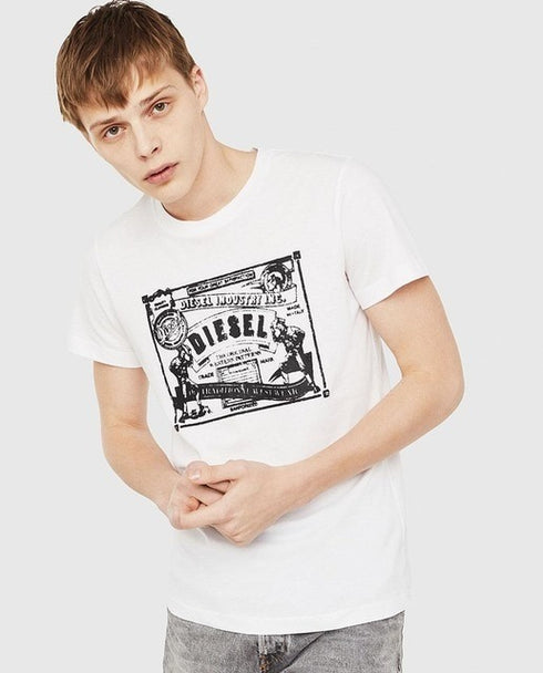 DIESEL MEN’S CLASSIC WHITE SHORT-SLEEVE T-SHIRT| WHITE