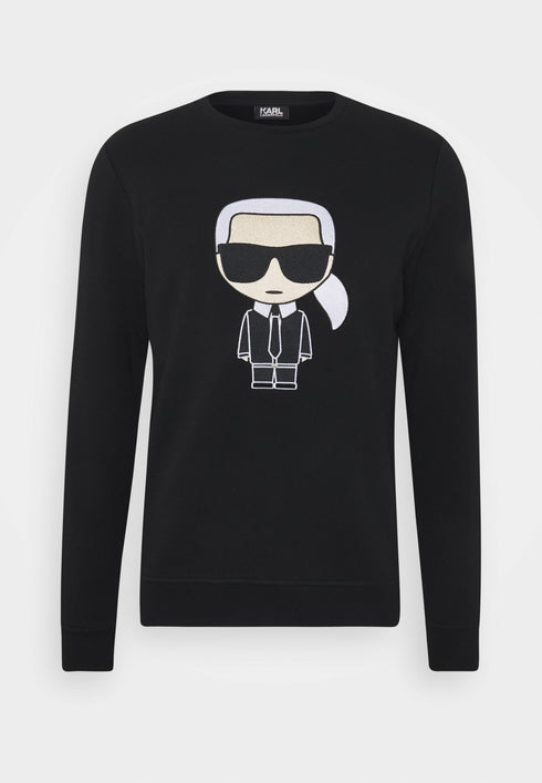 KARL LAGERFELD PRE-OWNED SWEATSHIRT - EMBROIDERED & LEATHER | BLACK