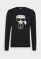 KARL LAGERFELD PRE-OWNED SWEATSHIRT - EMBROIDERED & LEATHER | BLACK