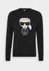KARL LAGERFELD PRE-OWNED SWEATSHIRT - EMBROIDERED & LEATHER | BLACK