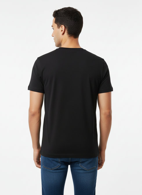 JACK & JONES ORIGINALS BLACK GRAPHIC T-SHIRT FOR MEN
