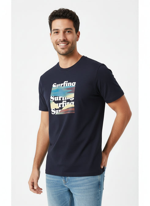 JACK & JONES MEN’S SURFING GRAPHIC T-SHIRT | NAVY BLUE