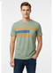 JACK & JONES PPREMIUM MEN’S CASUAL POCKET T-SHIRT – SAGE GREEN WITH CONTRAST STRIPES